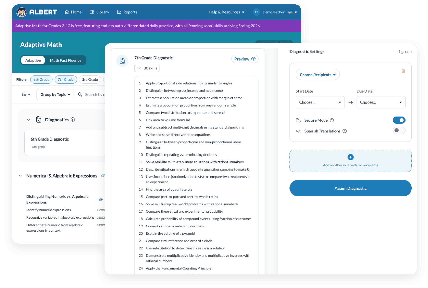 Adaptive diagnostics