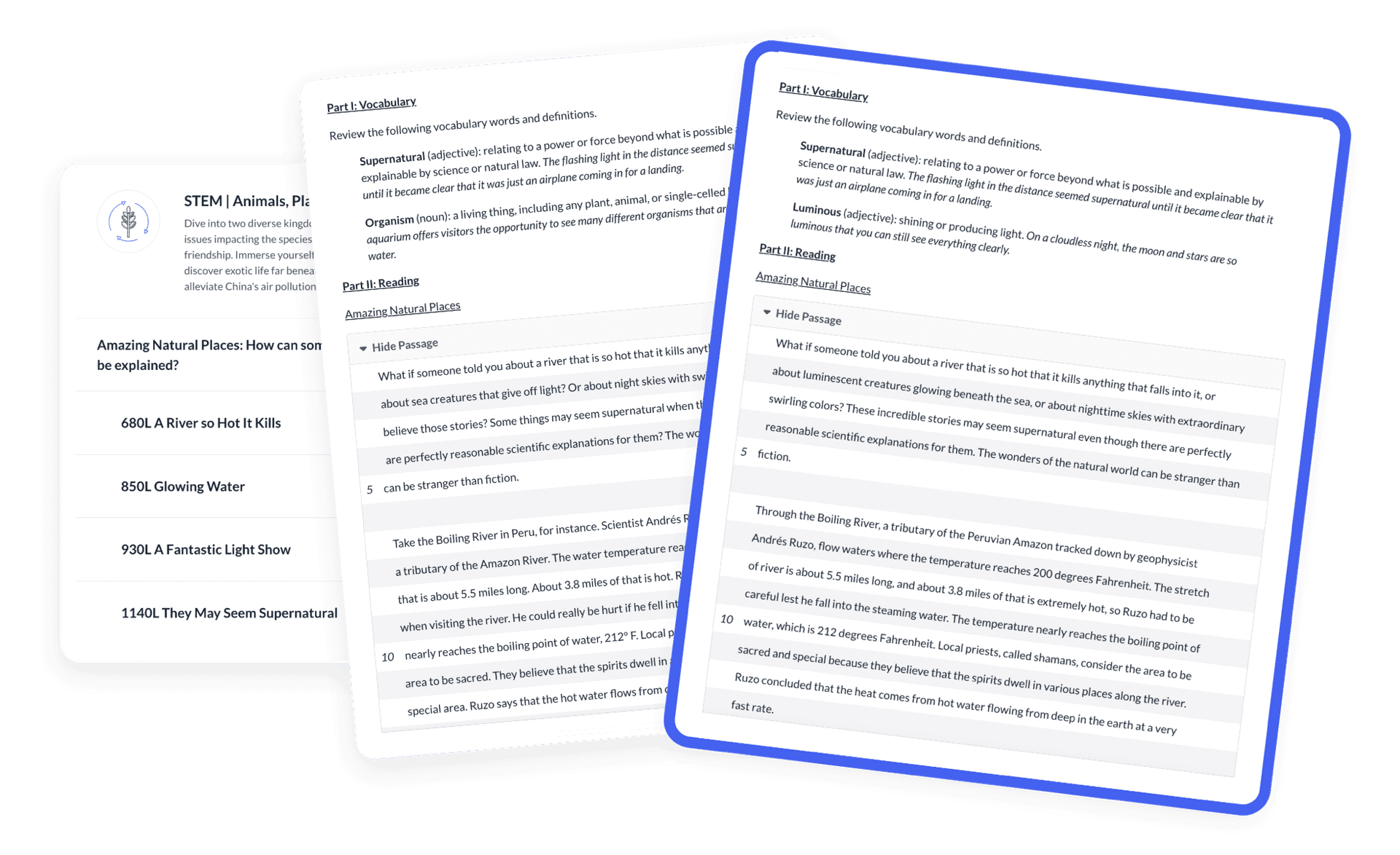 Lexile-leveled readings
